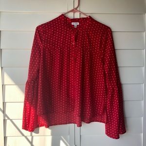 Love, Fire Red Flower Button Up Blouse